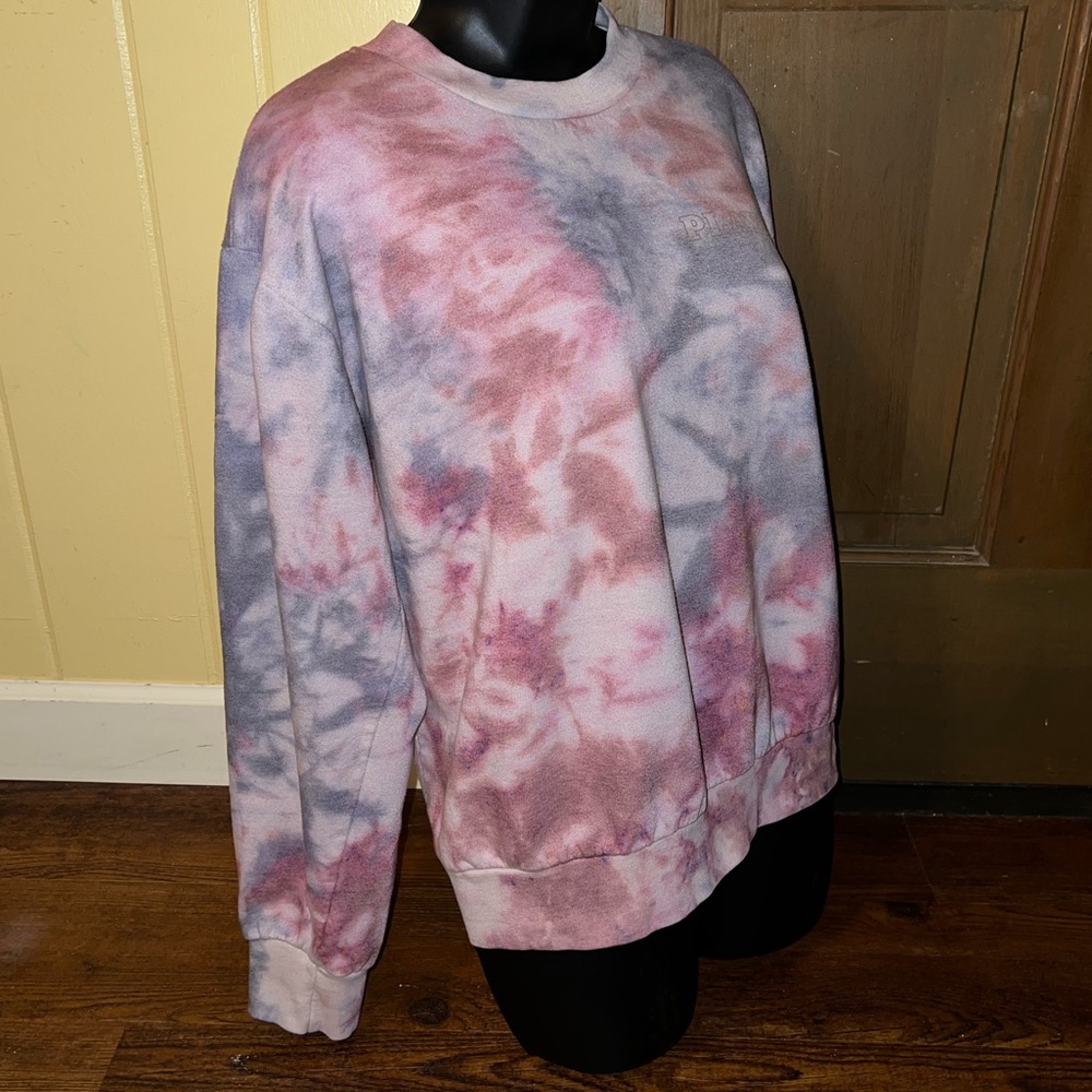 Playboy Gray Pink Tie Dye Crewneck Long Sleeve Cotton Sweatshirt Pullover Size S - Picture 5 of 11
